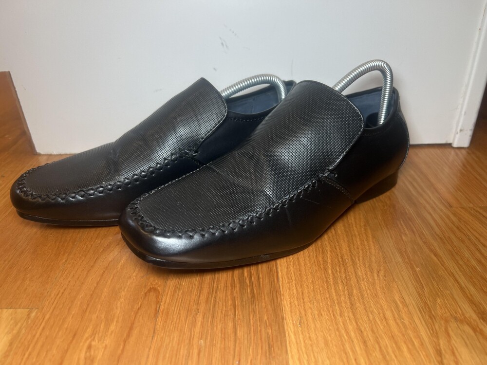 Giorgio Shoes Mens Size 10 Black Slip On Loafers Dress Moc Toe Business
